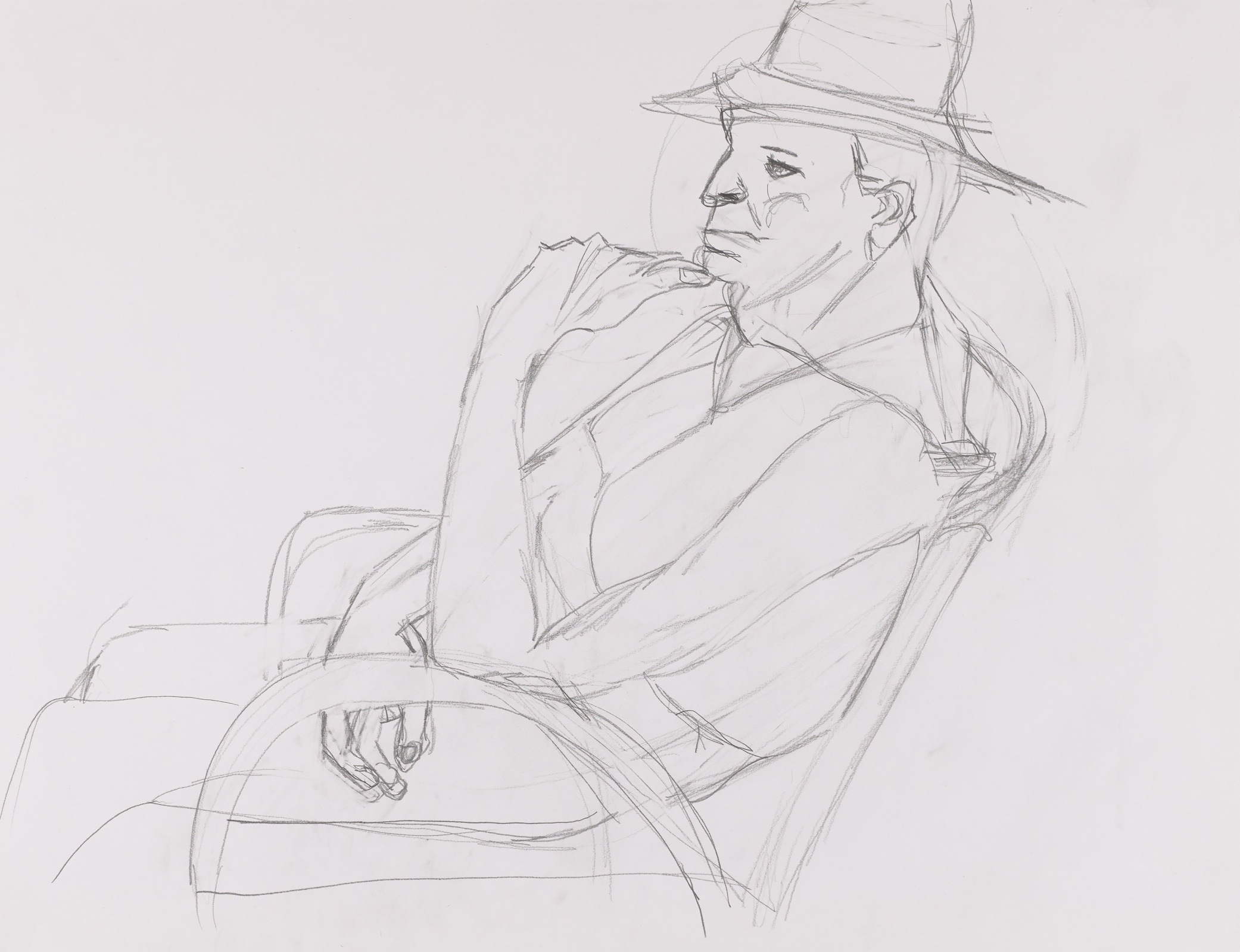 Drawing, pencil: man with hat
