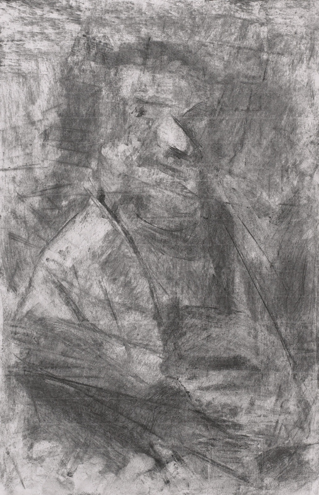 Drawing - Drawing of a man after Rembrandt - Charcoal