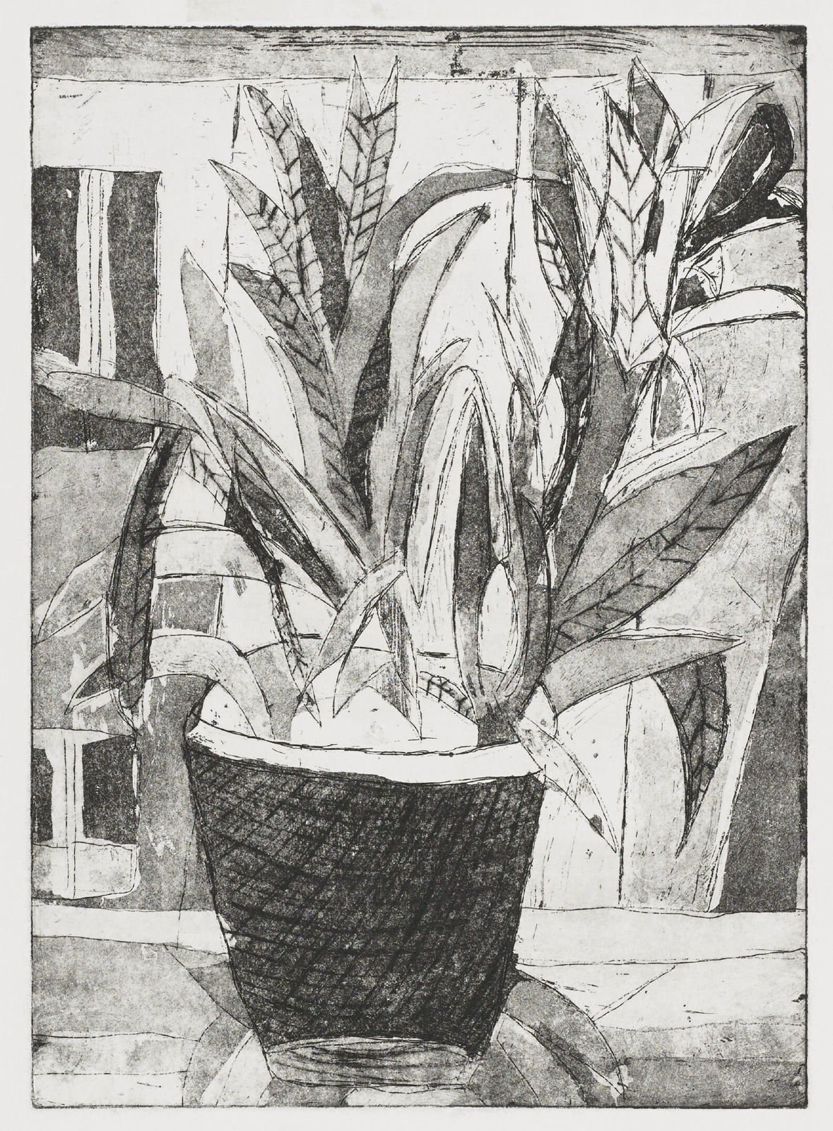Print, etching and aquatint : Flowerpot