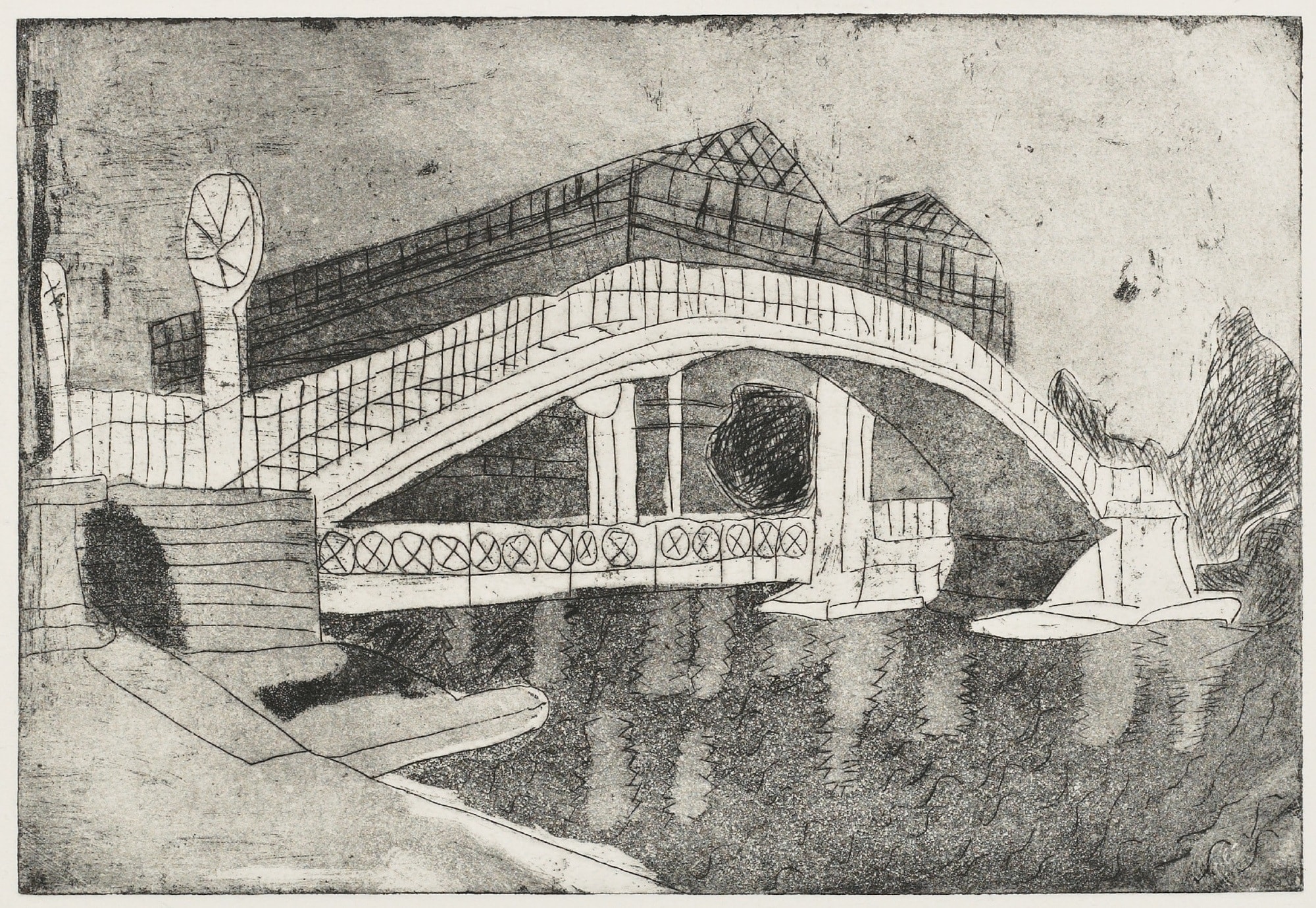 Print, etching and aquatint : Drawbridge