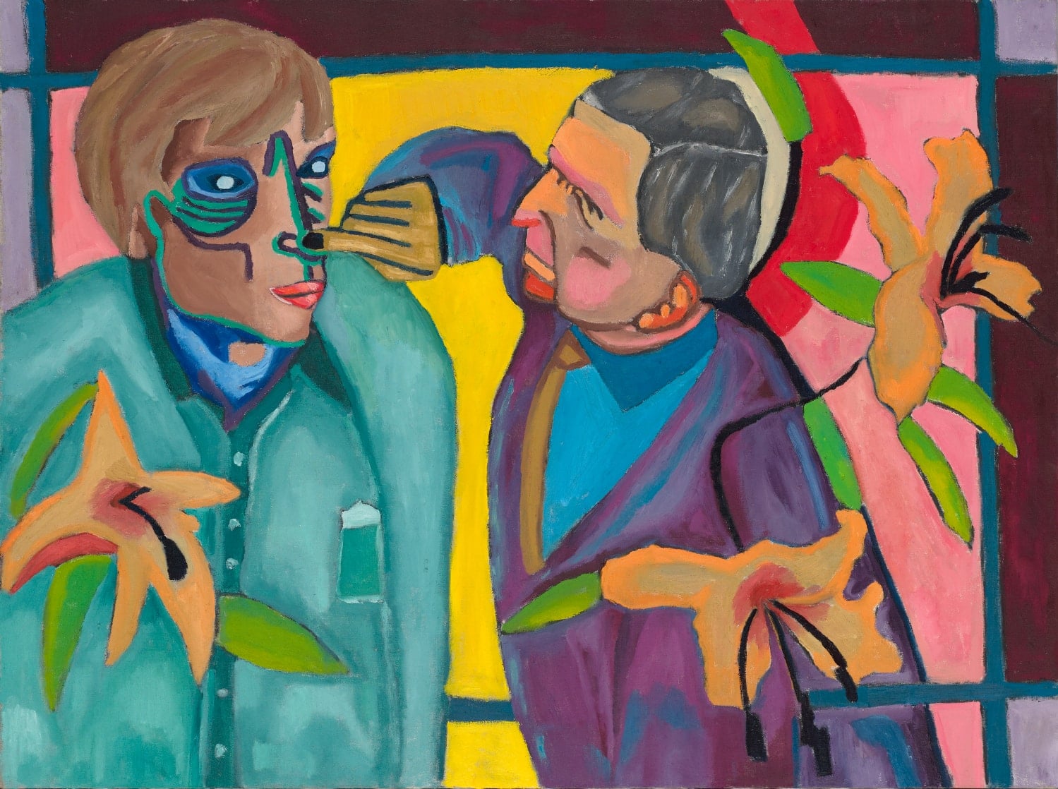 Contemporary painting - Oil paint : Francis Baratte pinching David's nose