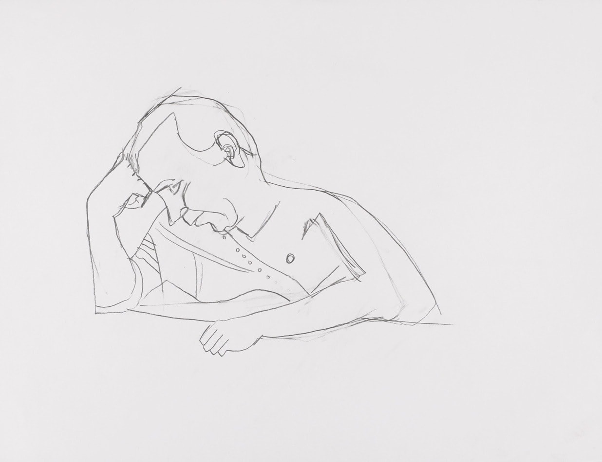 Drawing, pencil: The thinker