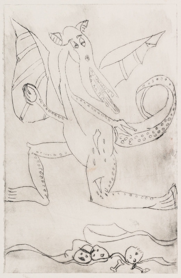 Print, etching: Dragon