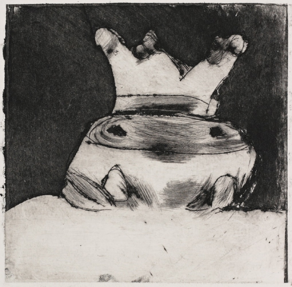 Print, etching and aquatint: Crowned frog