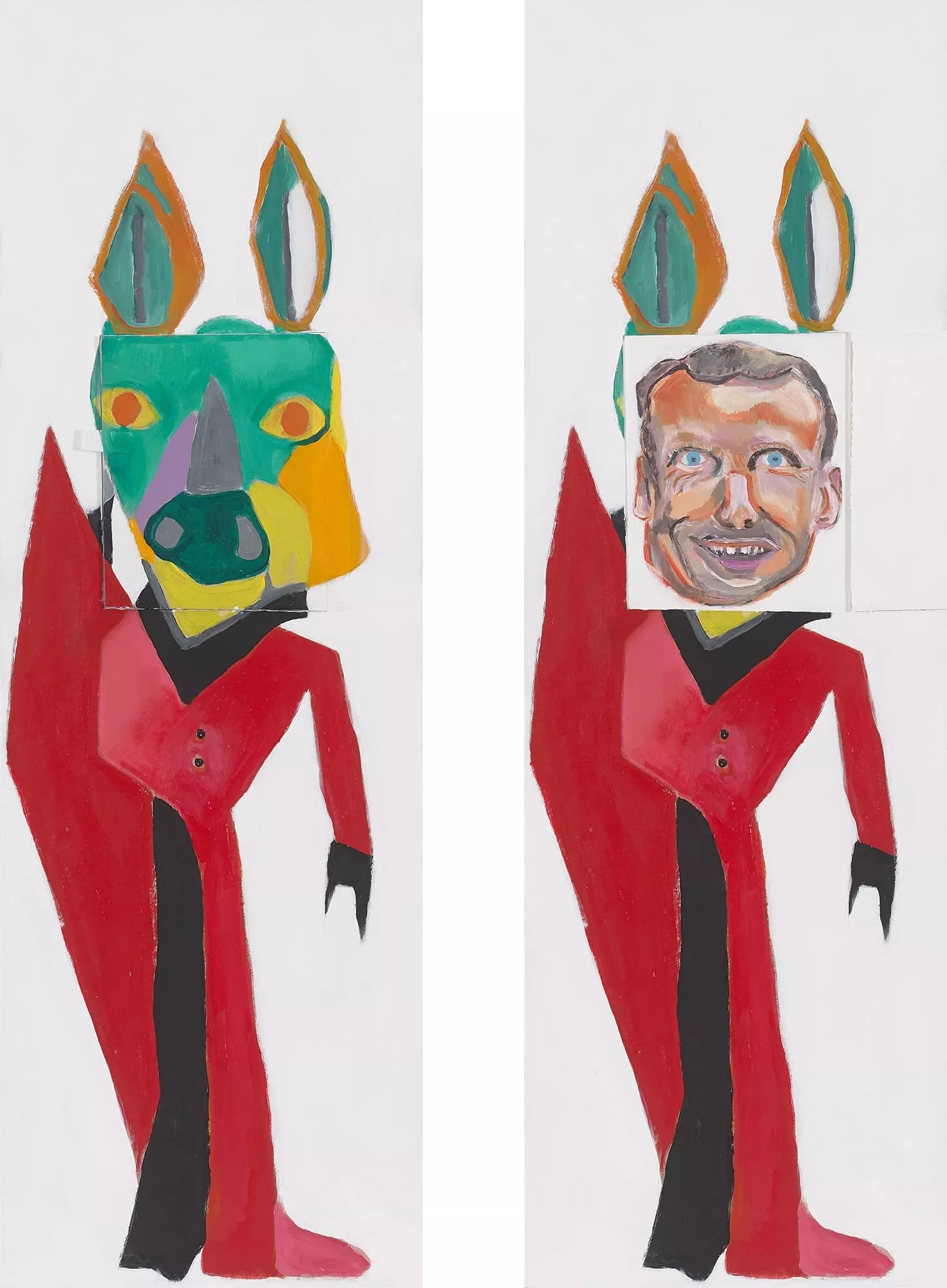 Painting - The Great Donkey-Headed Magician/ Emmanuel Macron - Acrylic