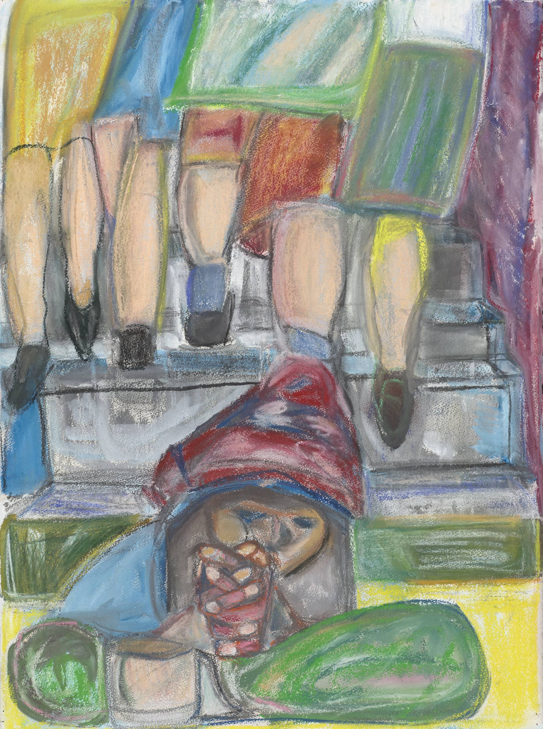 Painting - The Beggar - Pastel and gouache